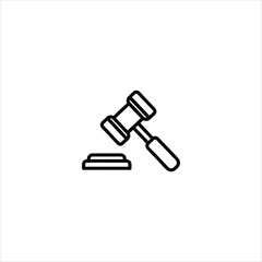 Judge Gavel and Block Line Art Icon