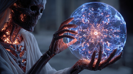 Connecting people's future Big data network through holograms, communicating and transmitting data online through cloud storage. future technology concept
