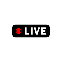 A black rounded rectangle with a red dot and the word live indicating a live streaming broadcast