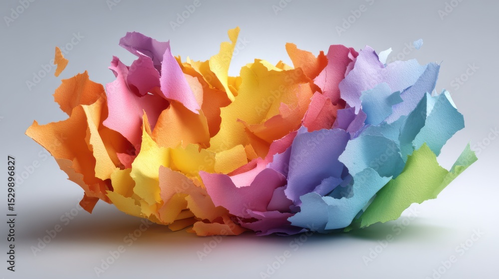 Poster a burst of colorful paper shreds fills the space, showcasing an array of vibrant hues. the textures 