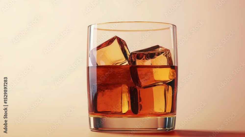 Poster a glass filled with ice cubes sitting on a table, ready for a refreshing drink