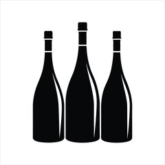 Sparkling Wine Bottle Silhouettes Vector Art