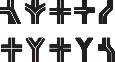 Crossroad Icon – Editable Vector, Flat Style Direction Choice Symbol