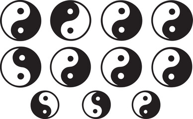 Yin Yang Icon – Editable Vector, Flat Style Balance Symbol