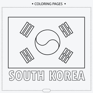 South Korea Flag Vector Design,Coloring Pages for Kids 