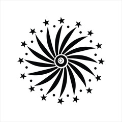 Stylized Fireworks Icon with Spiral Bursts Vector