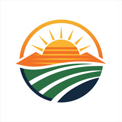 Tropical Sunset Logo Vector on White Background