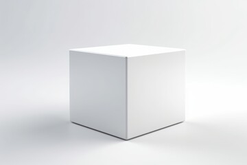 Product podium made from concrete cube isolated on a white background. 