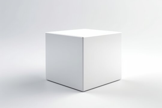 Product podium made from concrete cube isolated on a white background. 