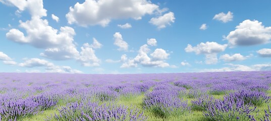 A wide-open field of lavender stretching to the horizon