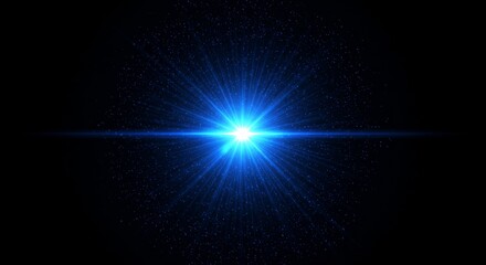 Abstract Blue Light Burst Flare Effect Glitter Background Design