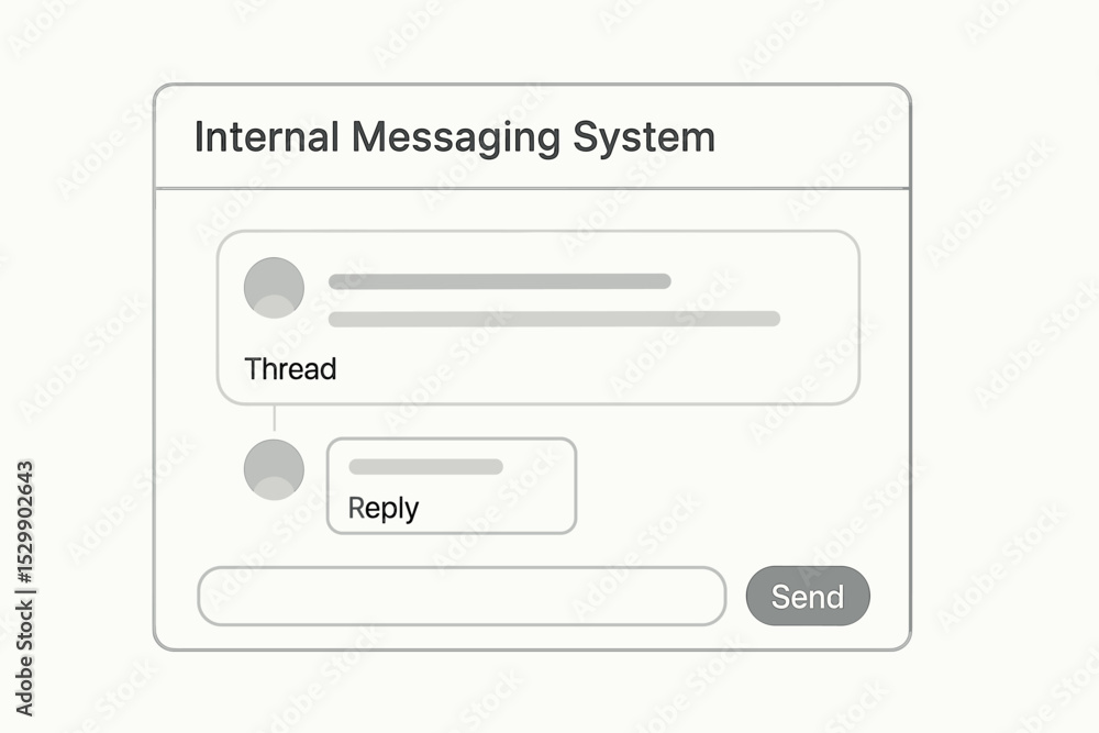 Poster internal messaging system user interface with chat thread and reply functionality