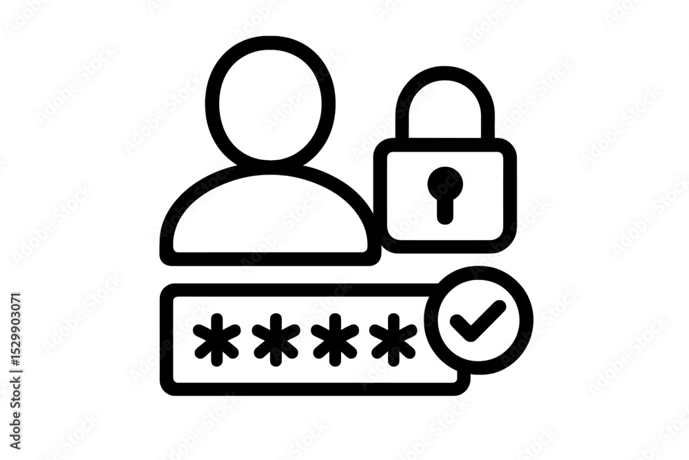 Poster secure login icon with user profile and padlock symbol for online privacy