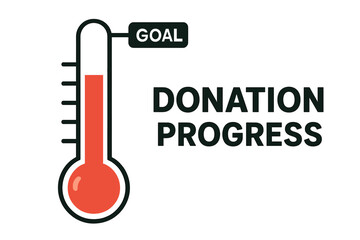 Donation progress thermometer reaching goal