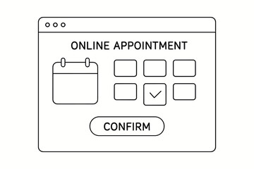 Online appointment confirmation interface with calendar icon and checkmark