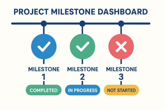 Project milestone dashboard with status indicators for tracking progress
