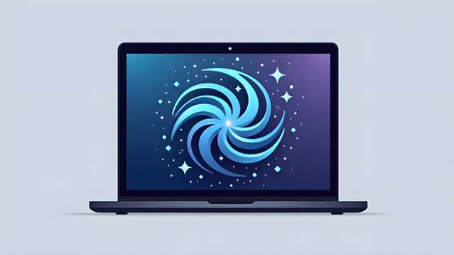 Abstract swirl business laptop logo symbol icon perfect for corporate technology branding design
