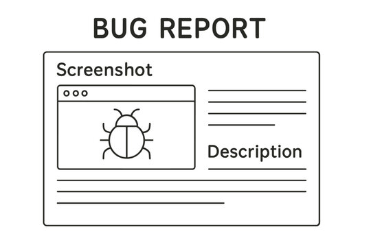 Illustration of bug report form with screenshot and description