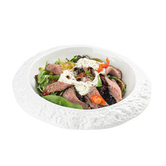Roast beef salad with stracciatella and tomatoes