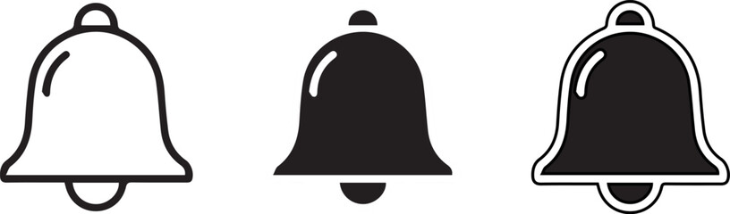 Notification bell, Alarm bell icon set. Inbox message sign, vector illustration.