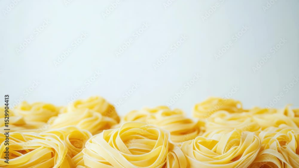 Poster A table set with a large serving of pasta as the main course