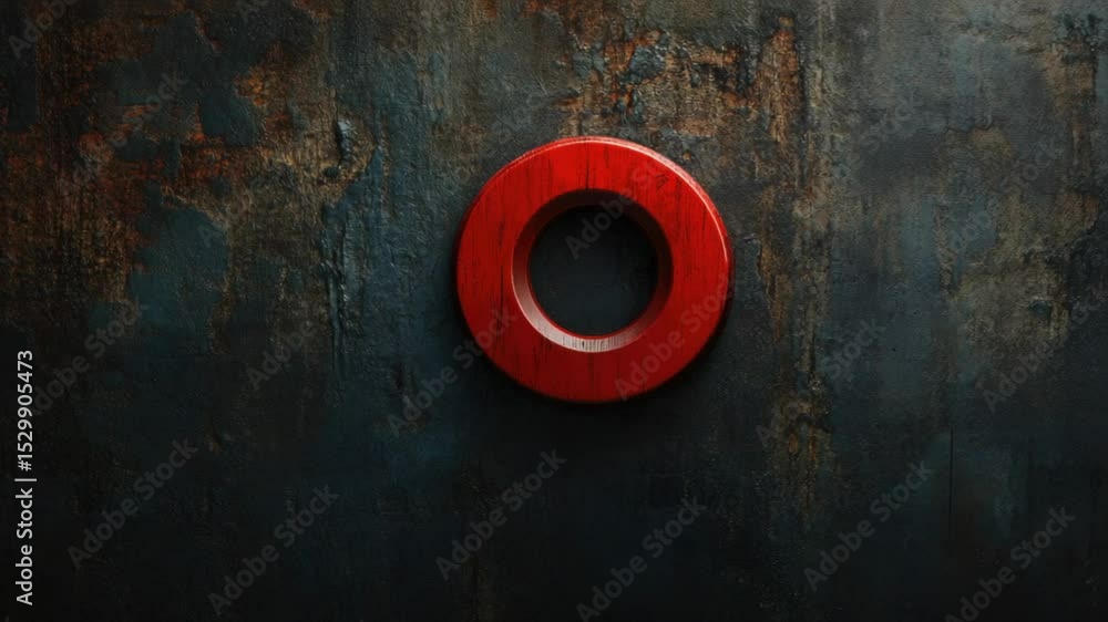 Aufkleber A close-up view of a red object placed on a metallic surface