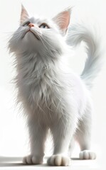 a white cat pets is standing, concept art, light gray, soft-edged,close-up