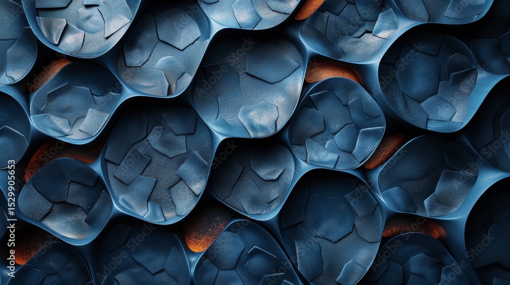 Aufkleber the complex arrangement of blue-scaled surfaces showcases an abstract and artistic design, inviting 