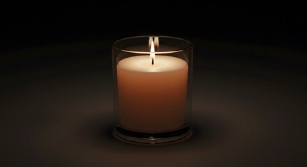 Candlelight Illuminating a Glass Jar Reflecting Light Emitting Warm Energy in Darkness Giving Hope and Serenity and Peace of Mind and Calmness