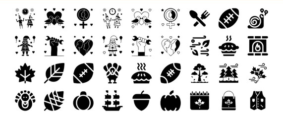 Thanksgiving and Fall Season Icons: A Collection of Vector Graphics