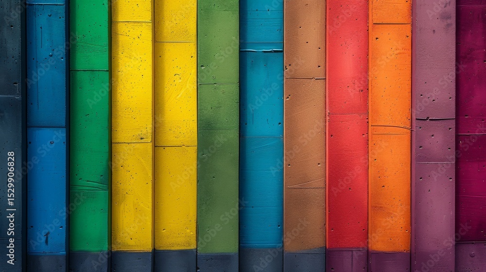 Aufkleber an eye-catching arrangement of vibrant and colorful wooden panels creating a joyful and dynamic visu