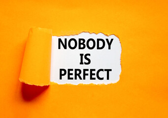 Nobody is perfect symbol. Concept words Nobody is perfect on beautiful white paper. Beautiful...