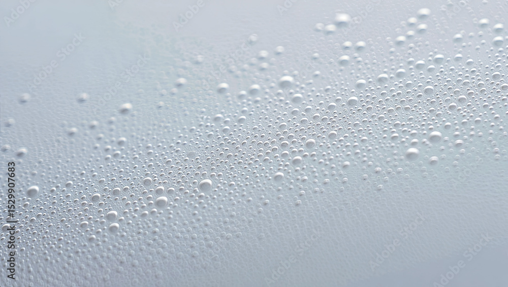 Aufkleber tiny water droplets accumulate on a smooth surface, creating an intricate pattern. soft lighting enh