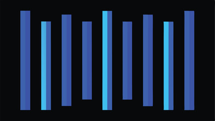 Abstract geometric vertical lines composition featuring shades of blue with transparency