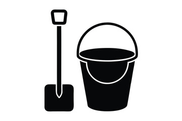 bucket and spade vector icon
