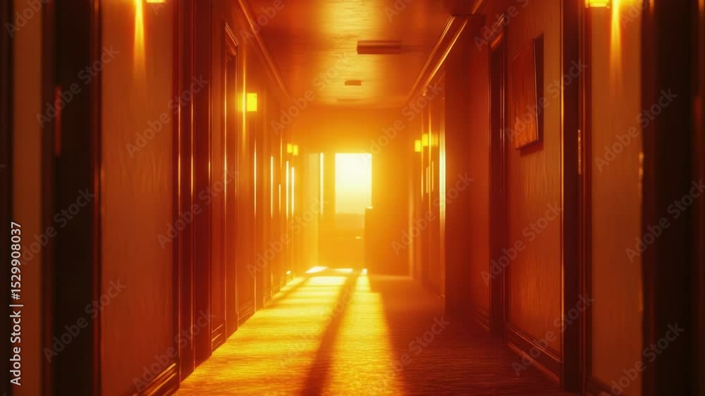 Poster a long corridor with a light source at the far end, often used as a symbol for hope or guidance