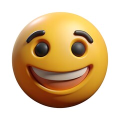 Fototapeta premium Yellow happy emoji smiley face icon illustration render for social media expression and communication