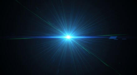 Abstract Blue Light Flare Burst Effect On Black Background Illustration