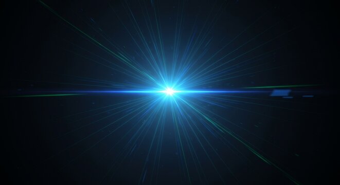 Abstract Blue Light Flare Burst Effect On Black Background Illustration