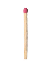 One match with pink head isolated on white