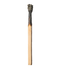 One burnt match isolated on white. Tool for starting fire