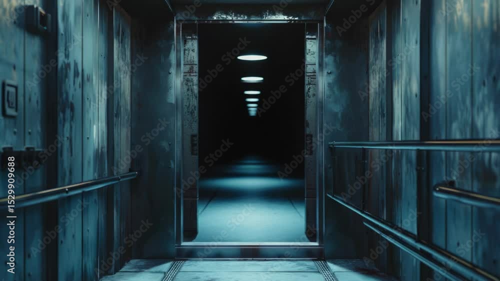Poster a door with a light on in a dark room, great for use as a background or to represent a sense of hope