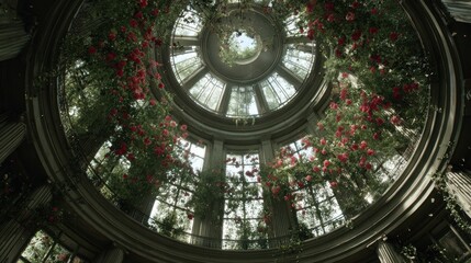 Obraz premium Ornate interior with lush rose displays.