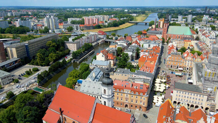city ​​architecture europe drone flyover old town Opole Poland