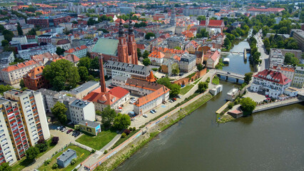 city ​​architecture europe drone flyover old town Opole Poland