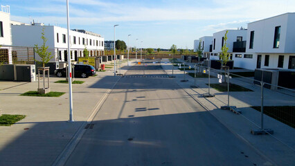 Modern area houses streets townhouse nature city
