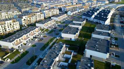 Modern area houses streets townhouse nature city