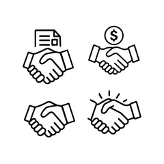 Obraz premium Handshake Icons Representing Business Agreements, Partnerships, and Collaborative Endeavors