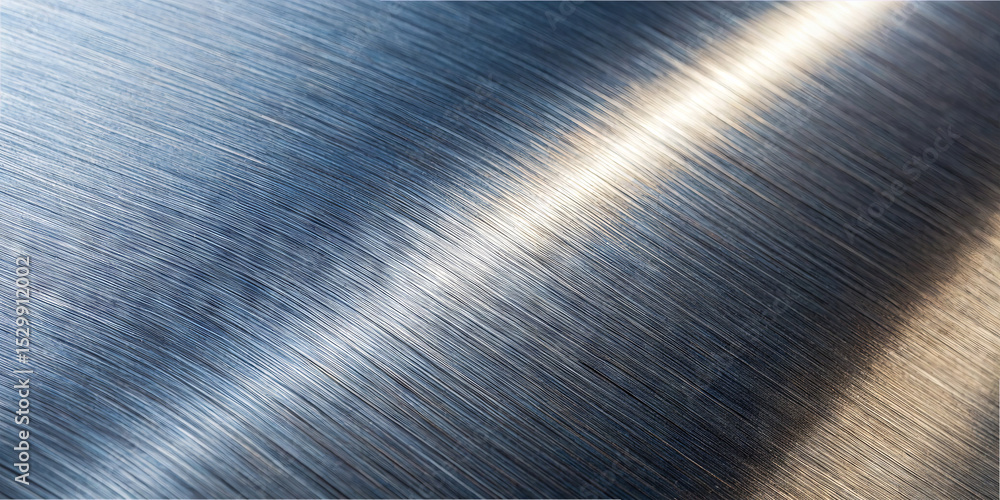 Poster a shiny metallic surface displays fine, linear textures that catch light, creating a subtle interpla