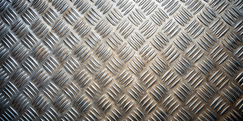 The metal diamond plate showcases a textured surface with raised patterns, reflecting light effectively in a clean industrial environment, emphasizing durability and design